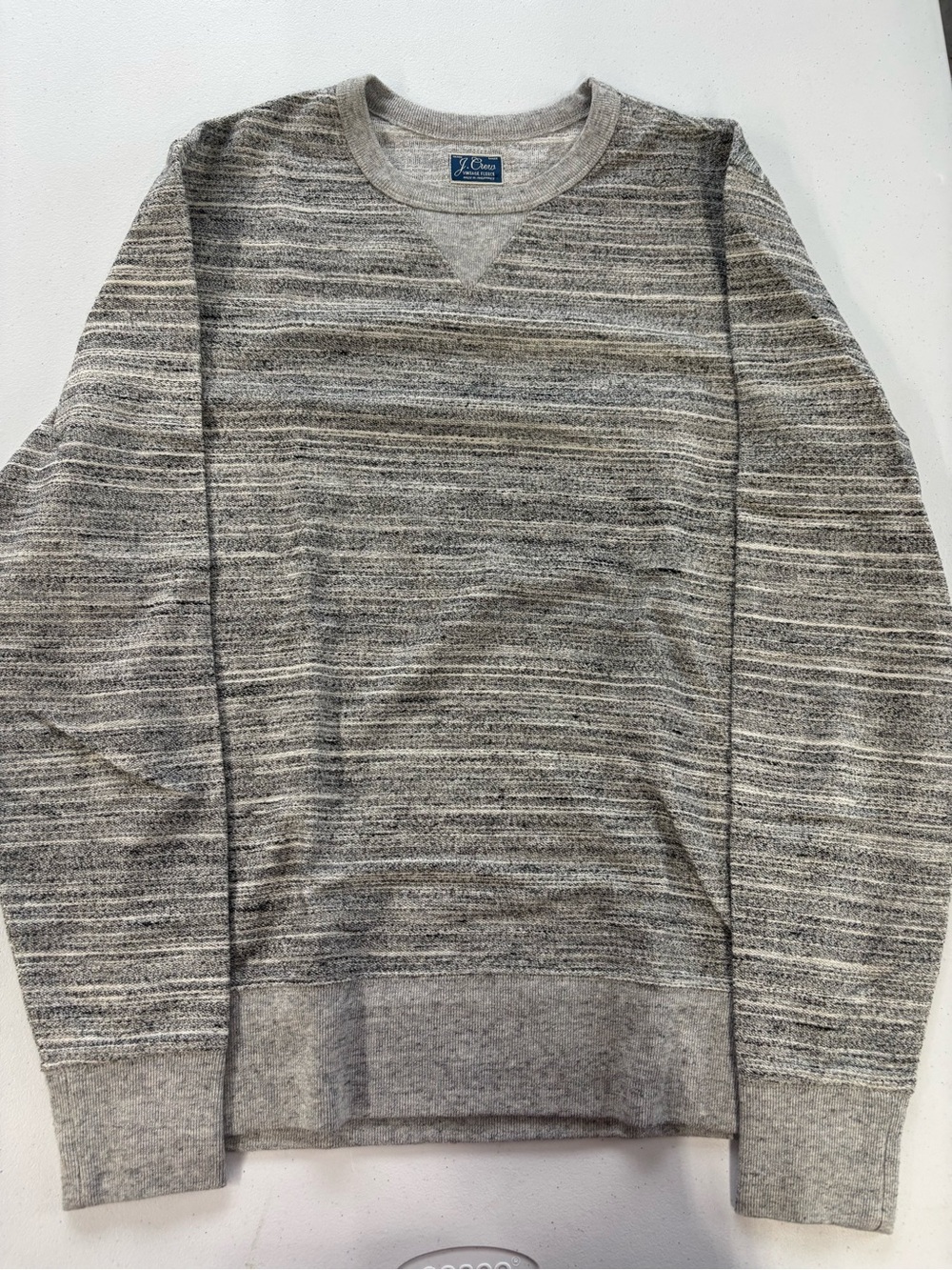 J. Crew Men’s Marled Gray Striped Crewneck Sweater